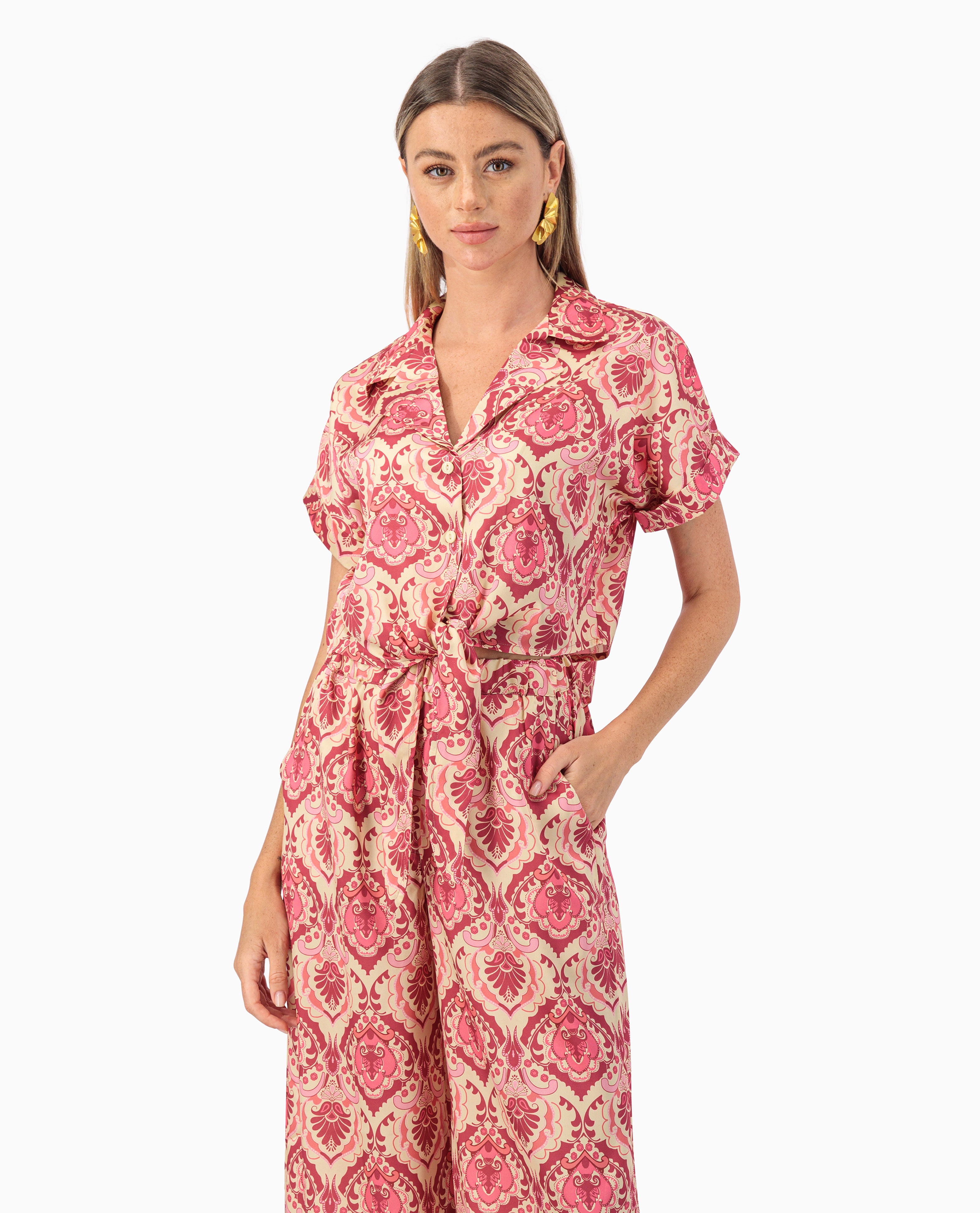 hotpink  | women's summer co-ord | Tie top and pants | Risska